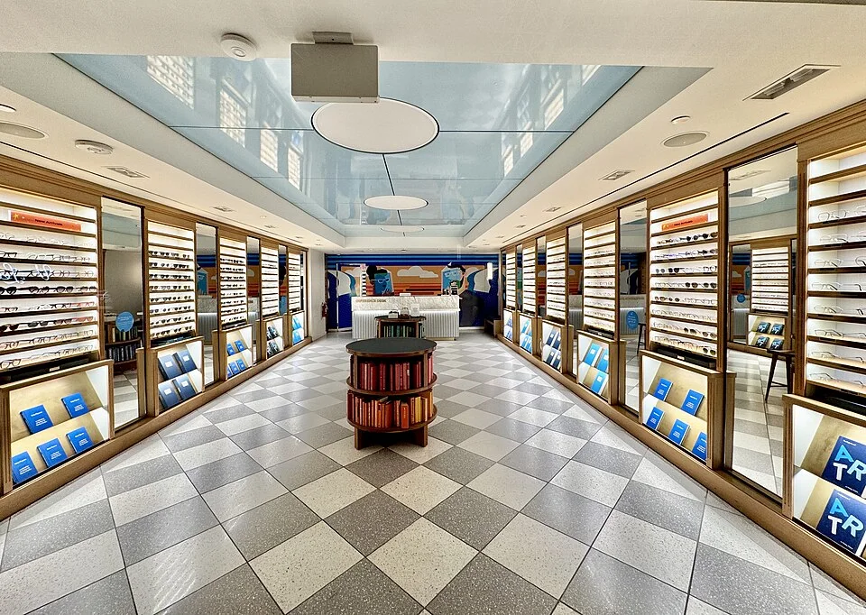 Eyeglasses retail store interior — real photograph